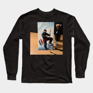 Brushstroke Shadows - The Painting Ninja Long Sleeve T-Shirt